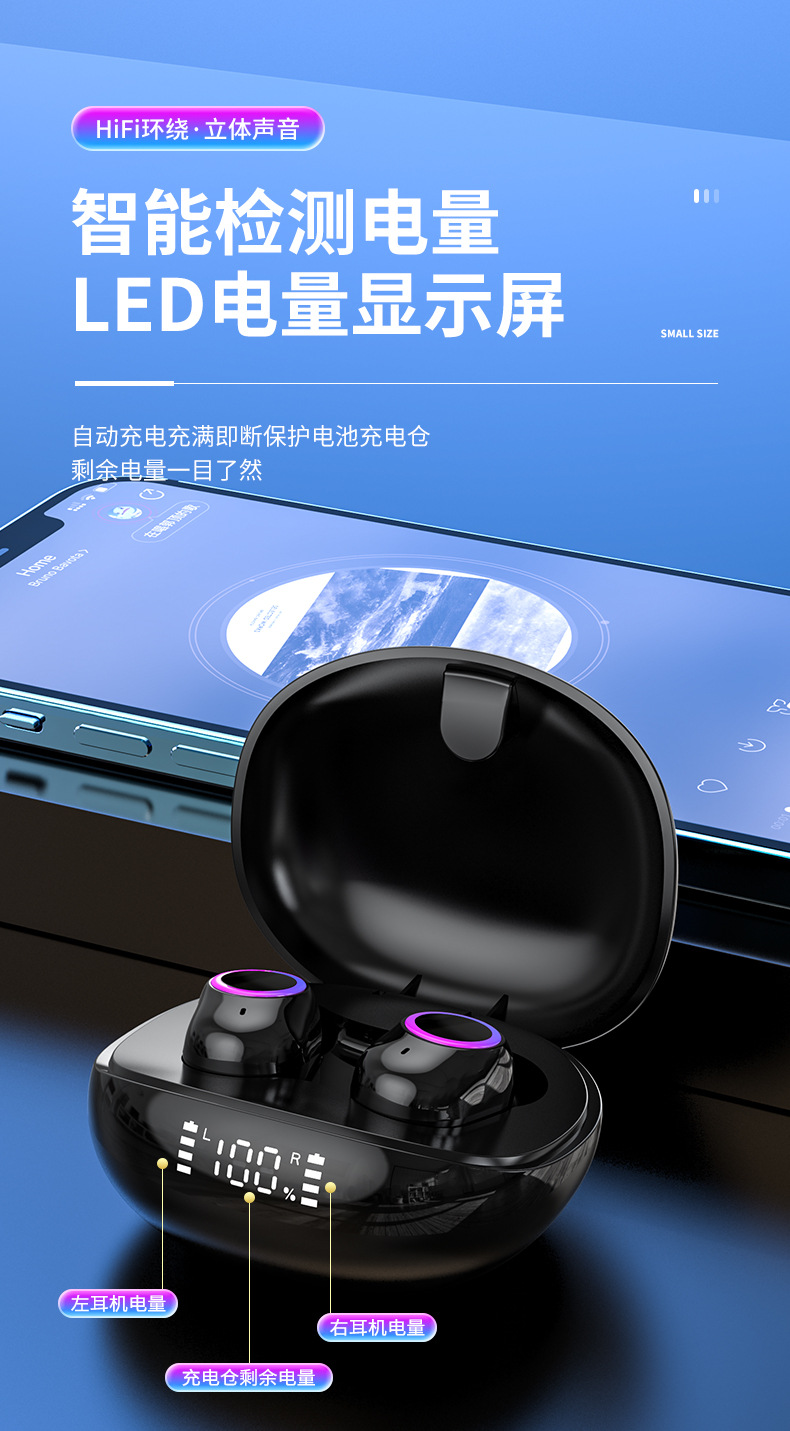 新款跨境f8tws迷你入耳式蓝牙耳机对耳超长续航电商批发华强北