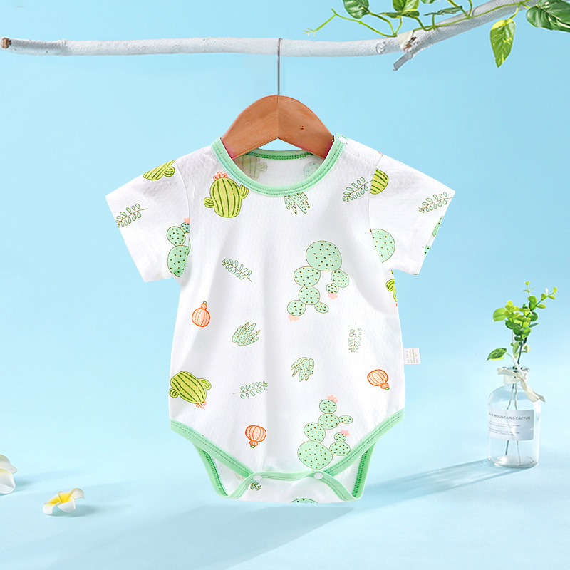 Baby One-Piece Clothes Men's and Women's Baby Romper Triangle Short-Sleeved Sheath Thin Pure Cotton Summer Summer Baby Clothes