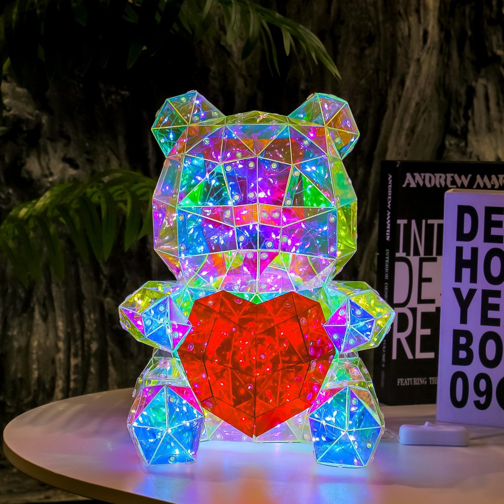 Colorful Love Bear Luminous Birthday Gift Girlfriends' Gift Lover Light Dream Decoration Internet Celebrity Qixi Doll Gift
