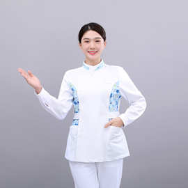 现货护士服分体套装工作服长袖短袖医生服月嫂美容院医院印花制服