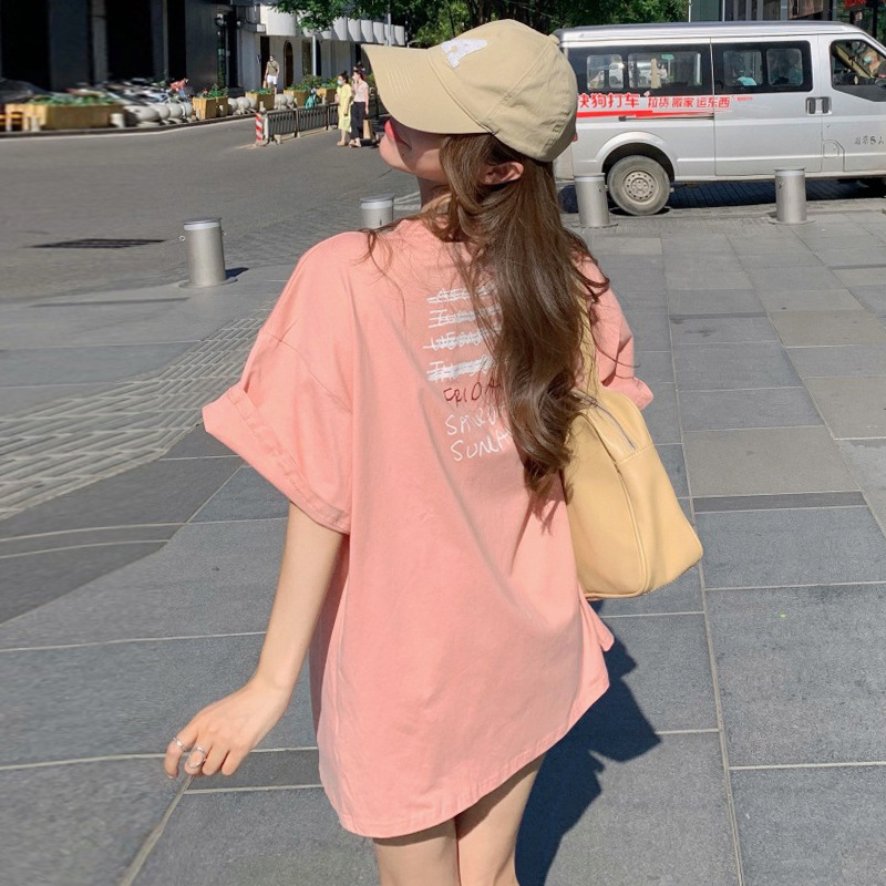 2023 Smiley Face Short Sleeve T-shirt Women's Summer New Design Sense Loose Lower Body Covering Half Sleeve Student Top Foreign Trade