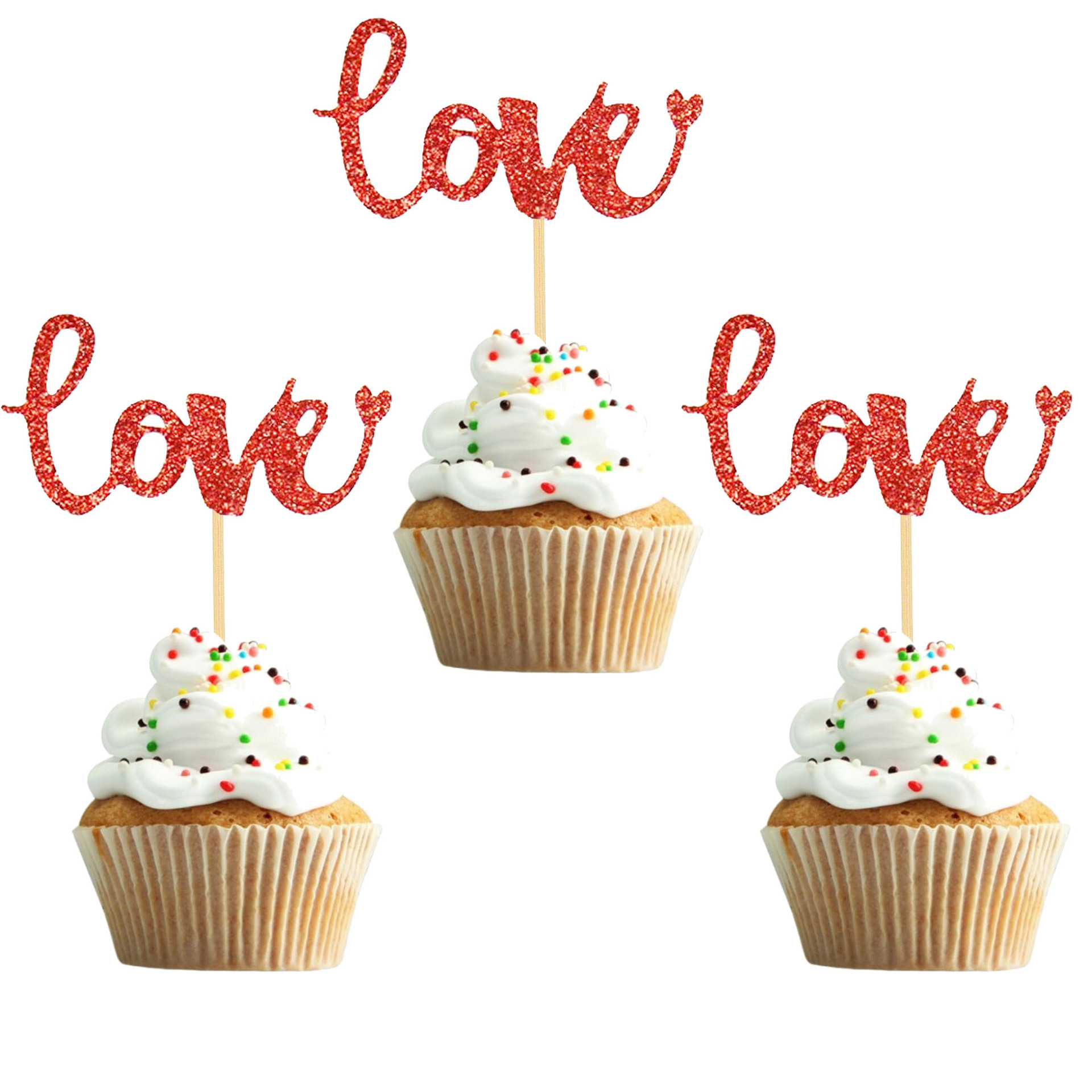 love 蛋糕插件 婚礼派对纸杯蛋糕甜品台插牌 情人节派对烘焙插签