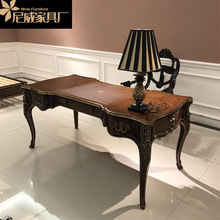 亚历山大古典法式 欧式实木书桌转椅组合1.6米电脑桌法式办公桌家
