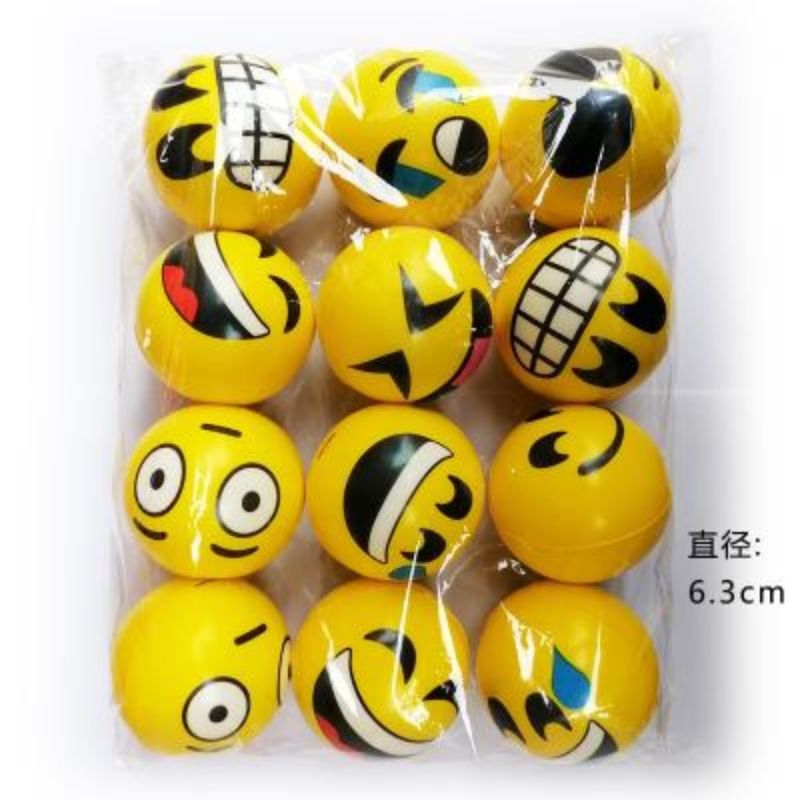 Leather Ball 6.3cm Solid Sponge Ball Elastic Ball Smiley Soft Ball Pu Training Ball Decompression Expression Ball Amazon