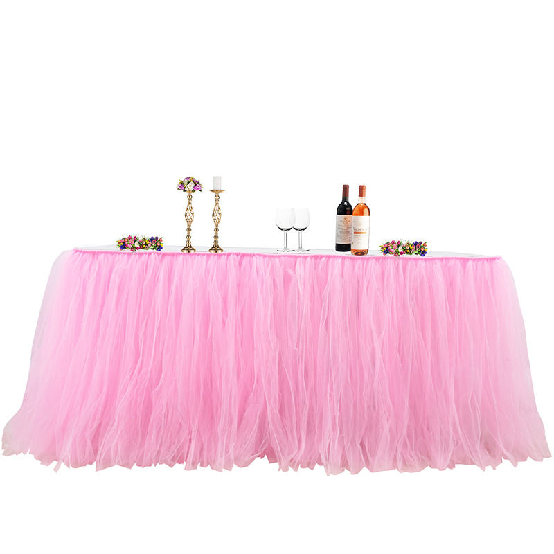 Table Skirt Ins Mesh Tutu Gauze Tablecloth Birthday Party Pregnant Women Photography Wedding Voile Dessert Table Tablecloth