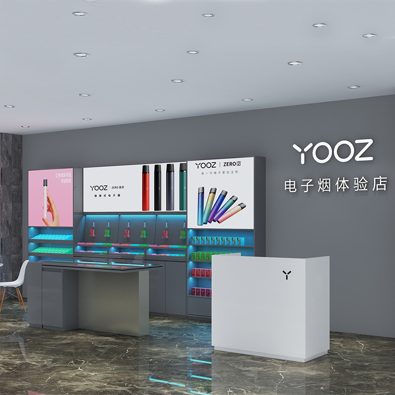 柚子电子烟柜台展台烤漆货柜货架展示柜悦刻试抽台铂德高柜定制