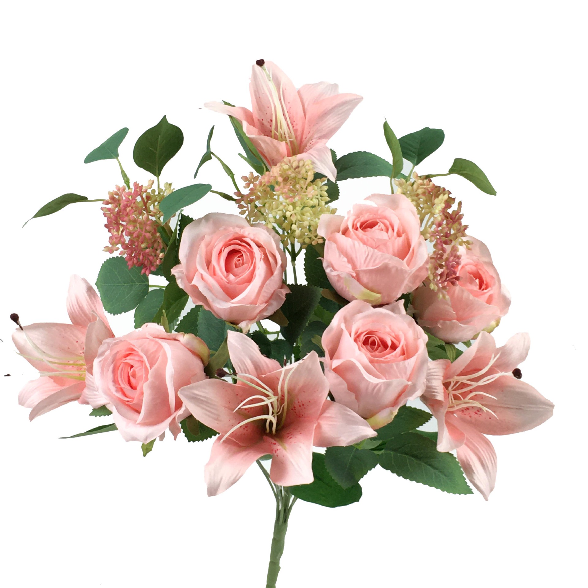 12头百合玫瑰 仿真花假花婚礼路引插花婚庆家居摄影装饰