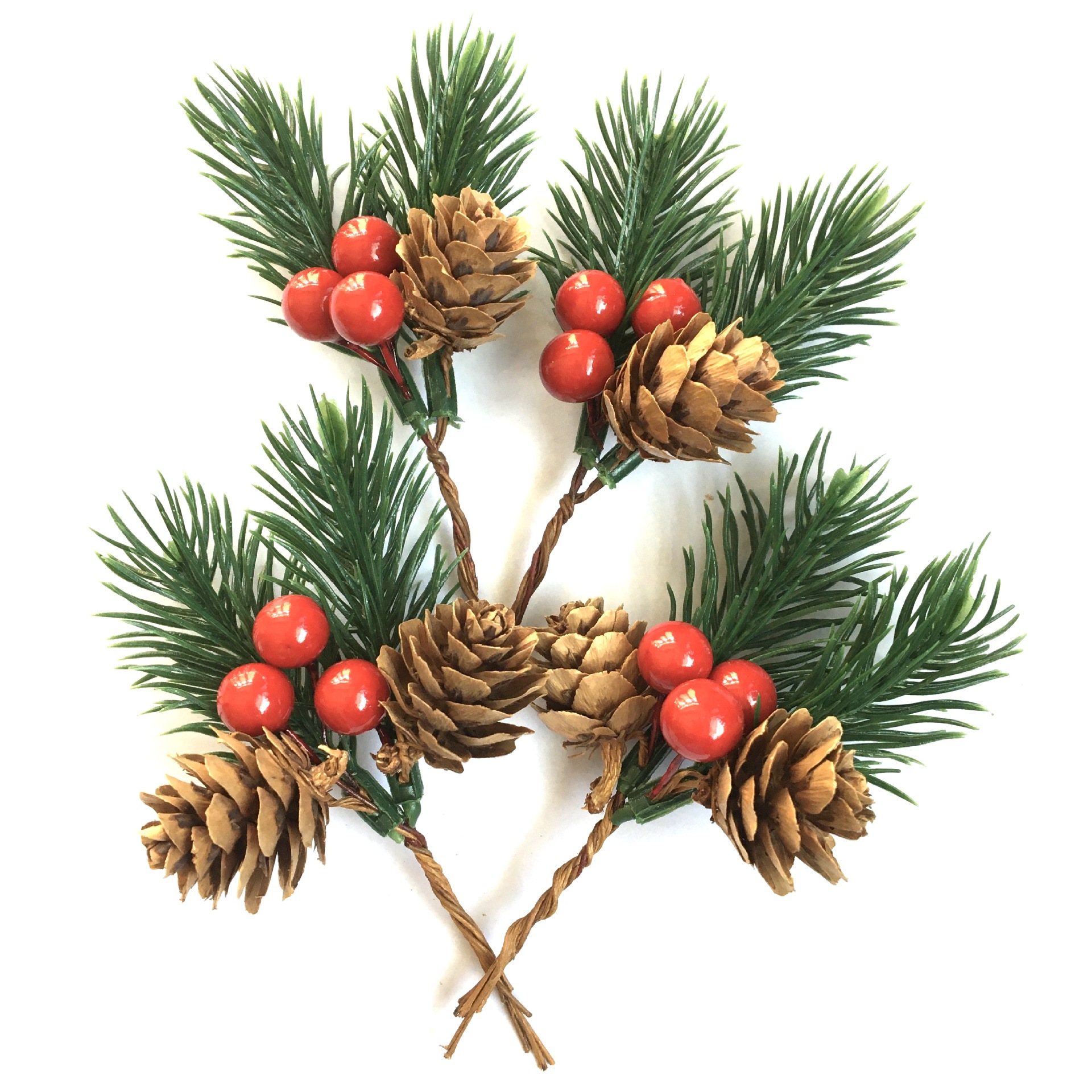 圣诞节装饰品松针松果红果松枝花束 diy创意手工礼物包礼盒装饰品