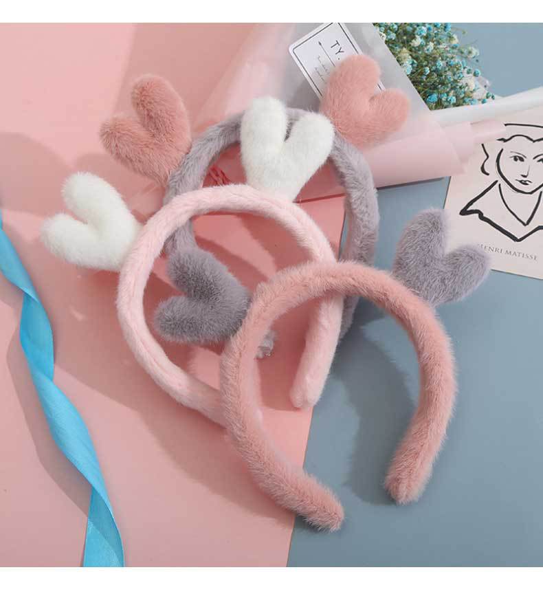 日韩毛绒卡通小鹿角发箍 粉色少女心可爱发饰 网红时尚头饰批发