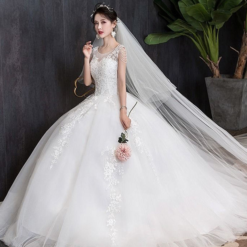 白色主婚纱摄影2020新款新娘森系超仙梦幻礼服气质蓬蓬裙豪华