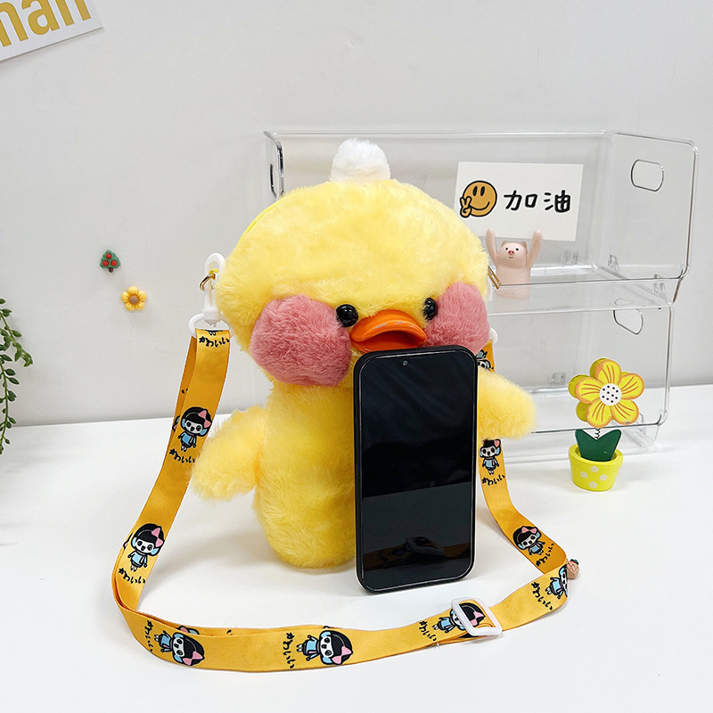 Wholesale Sweet Cartoon Cute Little Duck Plush Bag School Girls Phone Shoulder Bag Crossbody Bag Toy Bag
