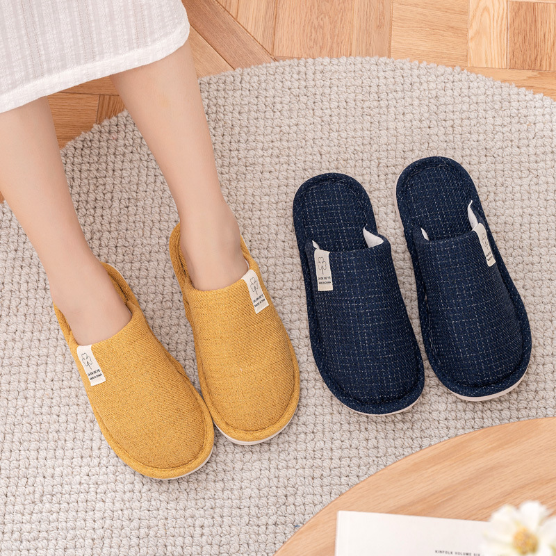 2022 New Cotton Slippers Spring, Autumn and Winter Four Seasons Indoor Platform Non-Slip Linen Floor Men and Women Couple Slippers