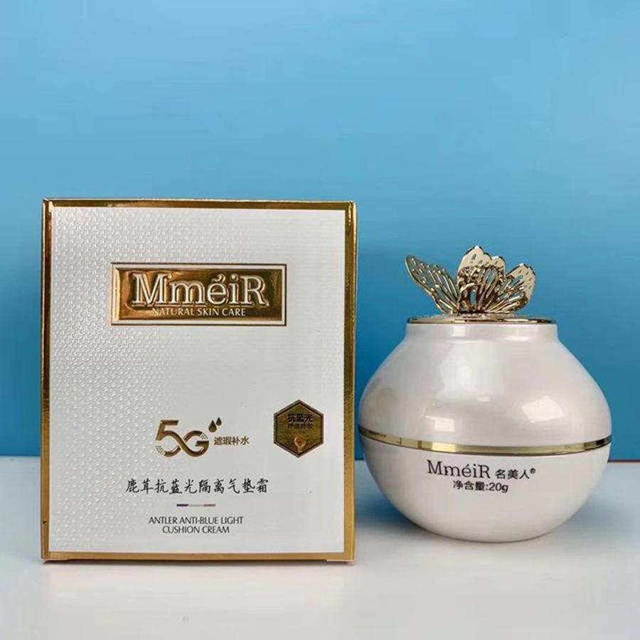 网红同款名美人鹿茸抗蓝光隔离气垫清透遮瑕细腻透亮持妆