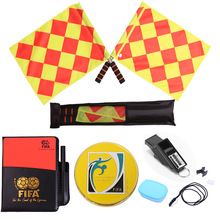 足球比赛裁判判用红黄牌套装足球裁判器材带皮套带记录纸带口哨和