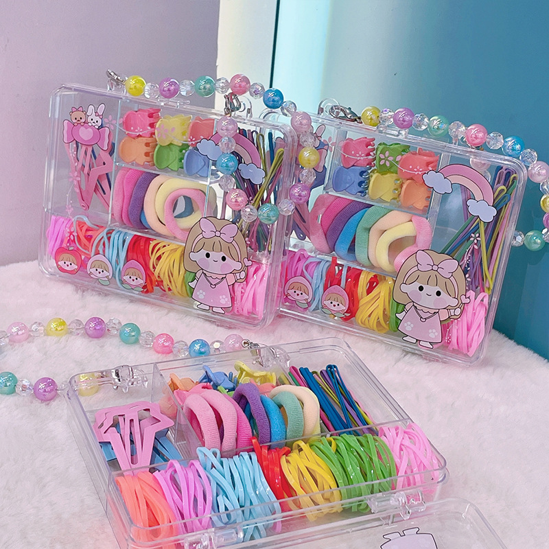 Colorful Creative Kid's Handbag Jewelry Box Cute Baby Barrettes Korean Princess Claw Clip Does Not Hurt Hair Rubber Bands Batch