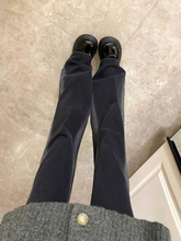 小个子微喇叭裤黑直筒裤子女装秋冬季2024年新款复古阔腿牛仔长裤