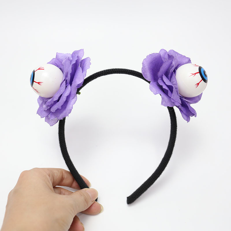 Zilin Cross-Border Holiday Party Funny Headdress Rose Eyeball Decorative Hair Bands Halloween Day of the Dead Headband