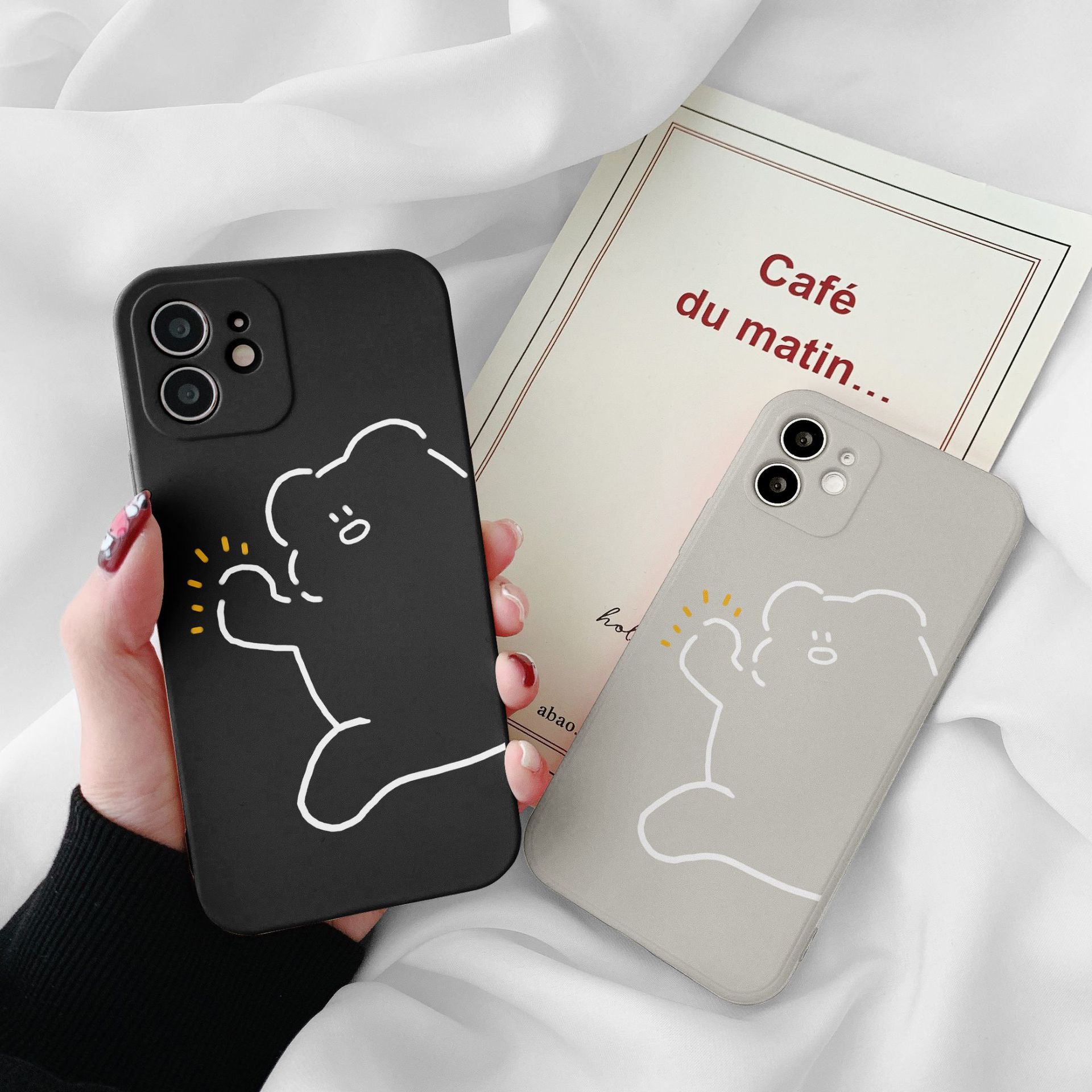 液态硅胶iphone手机壳 苹果12pro古董白适用xs max简约8plusxr潮7