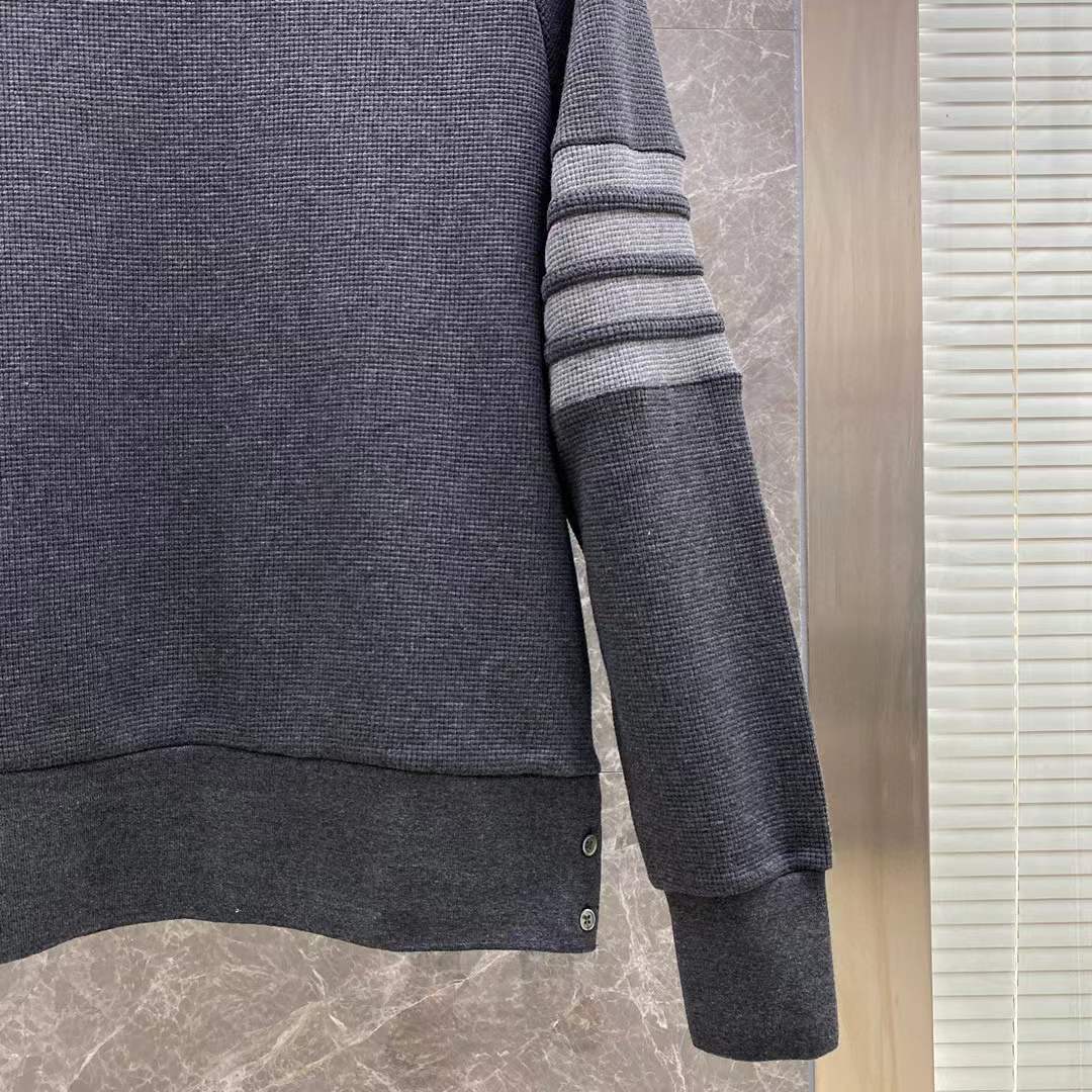 tb潮牌春秋新款经典四杠圆领华夫格卫衣男女情侣款休闲纯色卫衣