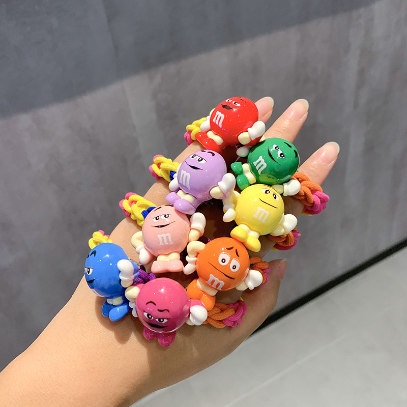 豆豆甜心!可爱少女高弹力甜美彩虹头绳手链两用发圈新款橡皮筋女