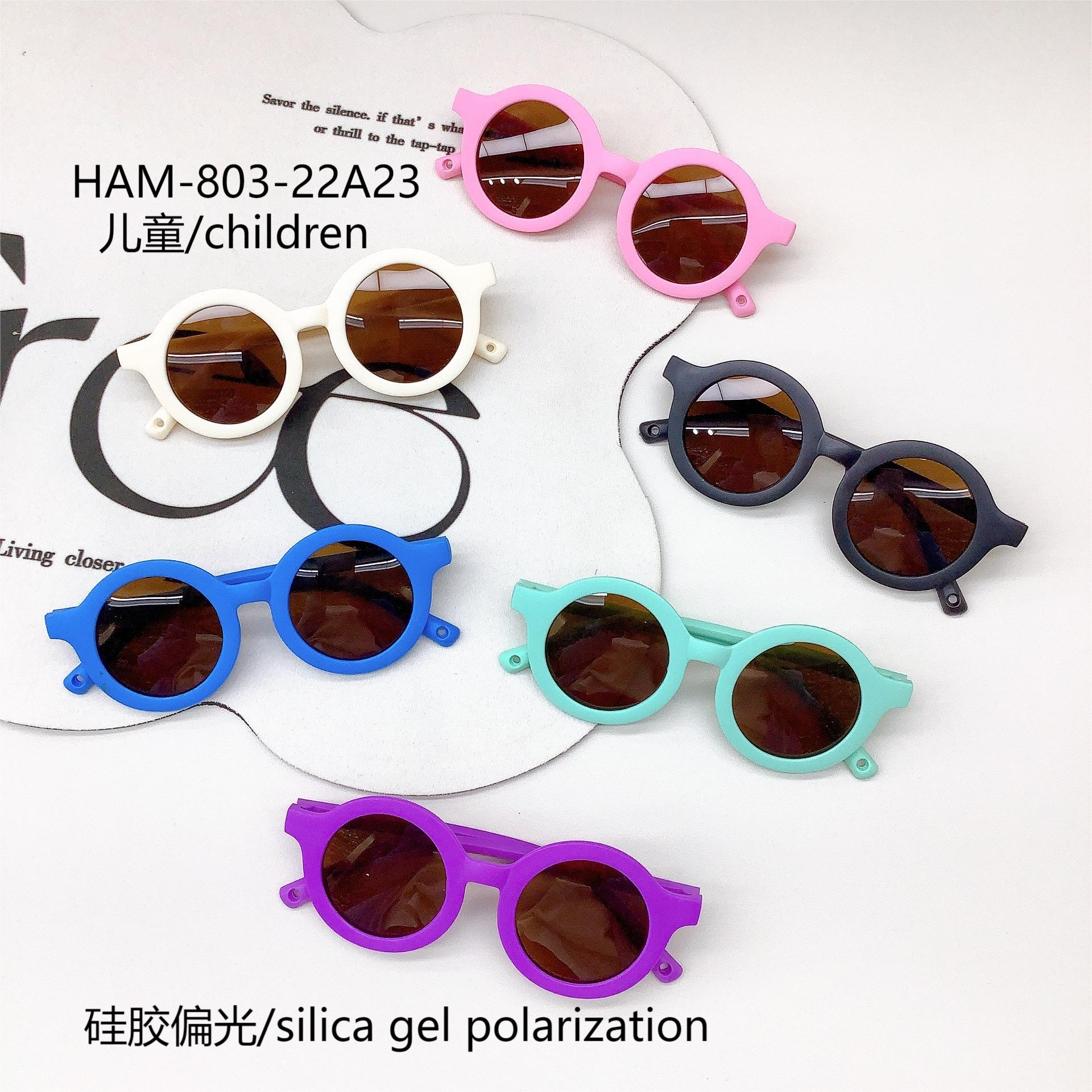 Fashion Silicone Polarized New Kids Sunglasses Style Retro Cute round Frame Boys and Girls Sunglasses UV Protection