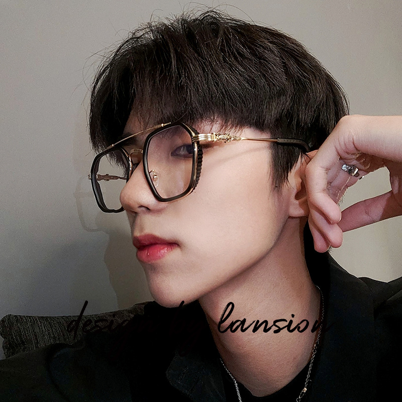 素颜平光镜男个性双梁防蓝光眼镜框潮青年中性文艺有度数近视框架