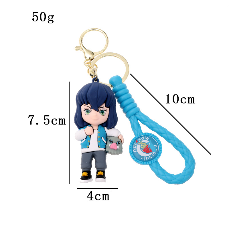 Cartoon Kimetsu No Yaiba Keychain Pendant Silicone Doll Exquisite Schoolbag Car Key Chain Small Ornaments Gift