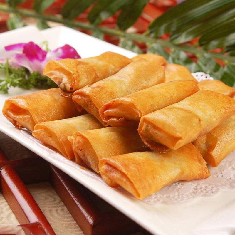 祥口福地三鲜春卷素春卷广式早茶速冻半成品酒店油炸点心小吃20包