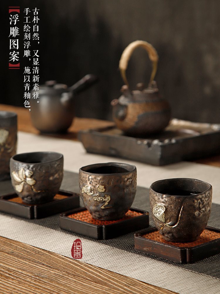 粗陶茶具套装家用小功夫茶具泡茶日式陶瓷茶壶茶杯办公室礼盒复古