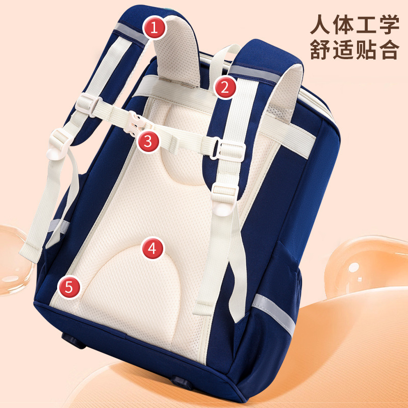 New Primary School Student Schoolbag Boys and Girls Grade 1-3-6 Children's Large Capacity Lightweight Spine-Protective Backpack