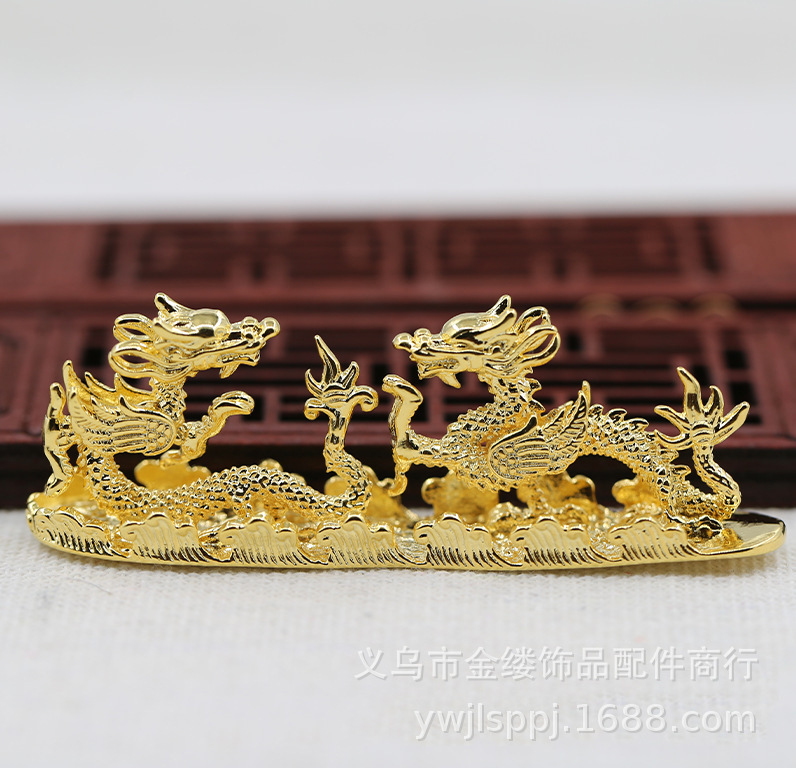 义乌金缕保色镀金diy凤冠头饰汉唐晋魏头饰二龙戏珠手作配饰b888