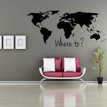 Where to? World Map 地图 图案 客厅背景墙装饰创意精雕墙贴