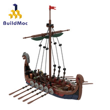 BuildMoc创意系列小颗粒玩具兼容乐高维京船儿童玩具积木