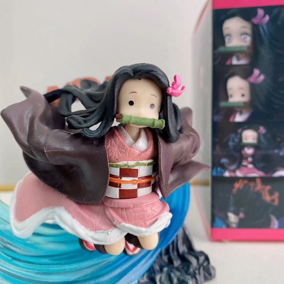 鬼灭之刃新款奔跑祢豆子手办摆件优质款可换脸生日礼物鬼灭周边