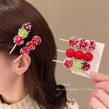 红色冰糖葫芦发夹少女刘海侧边碎发夹子头饰新年发卡樱桃可爱发饰