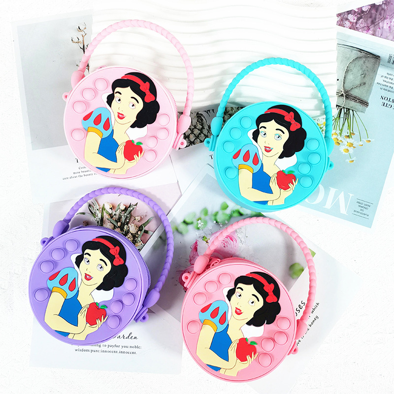 New Silicone Handbag Princess Design Decompression Bag Children Cartoon Puzzle Press Coin Purse Schoolbag Factory Wholesale