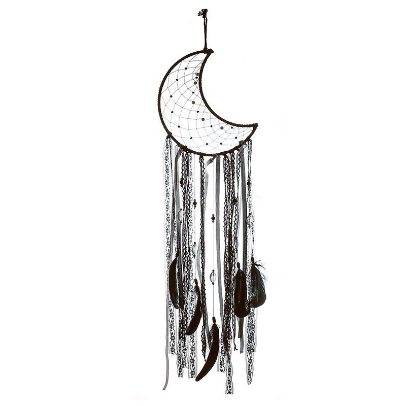 Amazon Hot Sale Black Dreamcatcher Moon Ins Style Living Room Ornaments Wall Hanging Nordic Bedroom Decoration Xr027