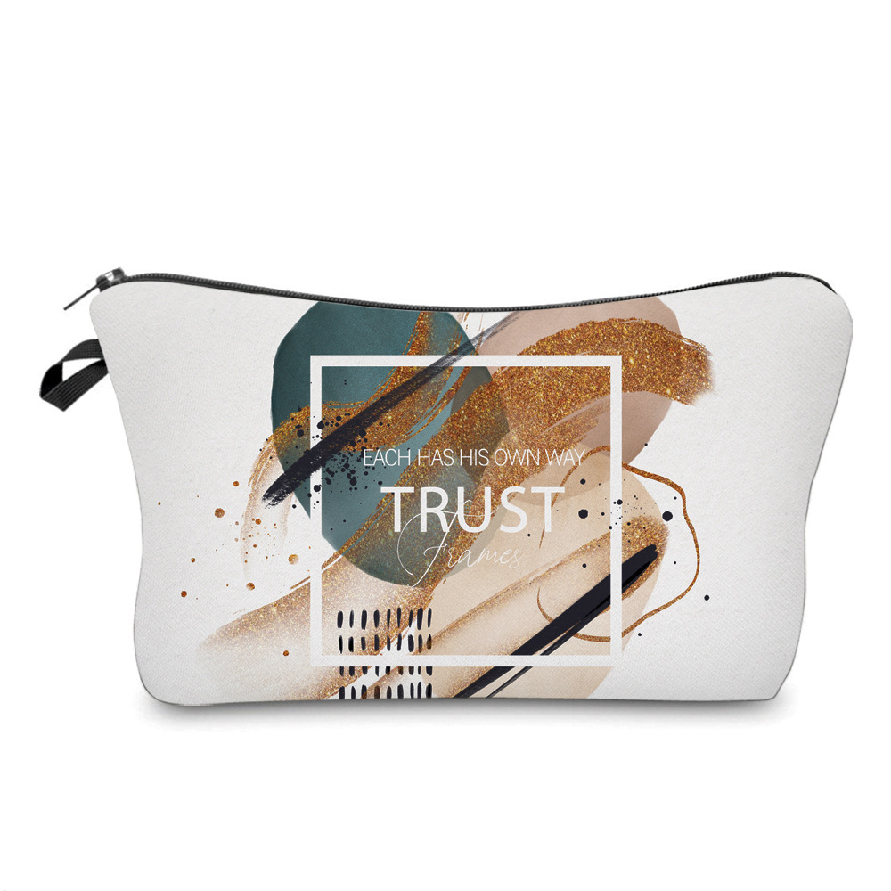 Amazon New HD Printing Women's Cosmetic Bag Letter Slogan Women's Carrying Case Cosmetic Bag Wholesale