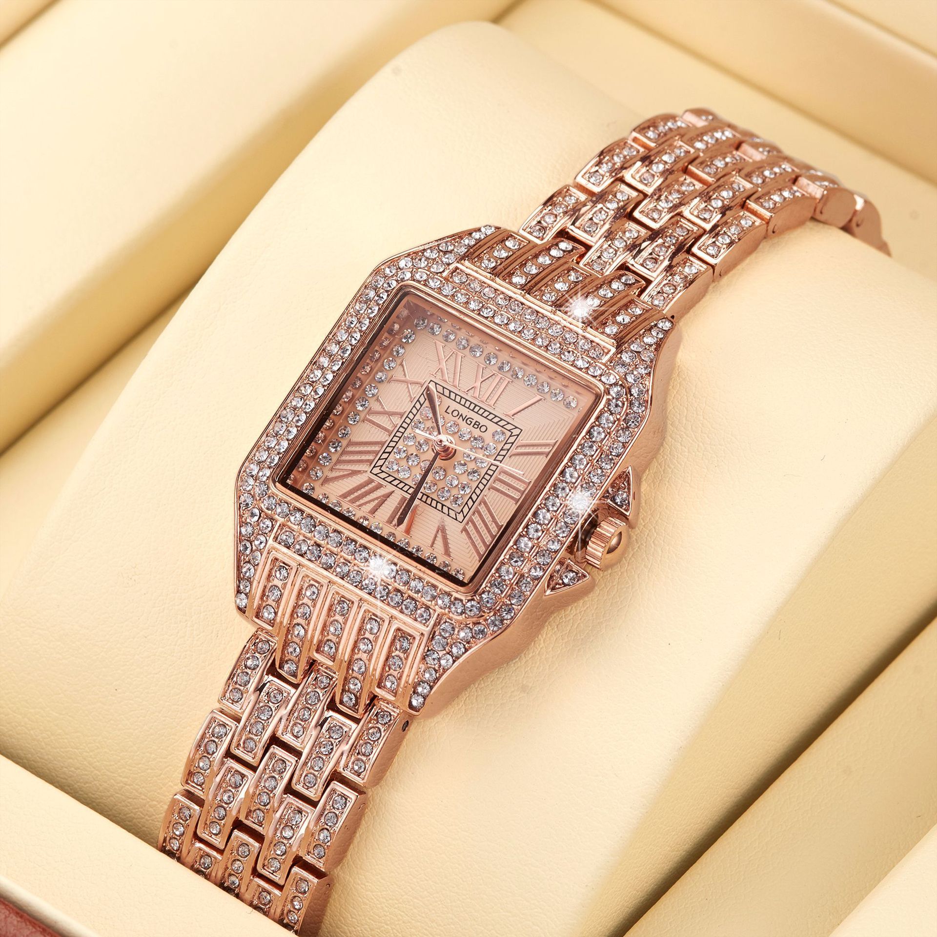 longbo龙波女士时尚简约防水腕表钢带石英手表