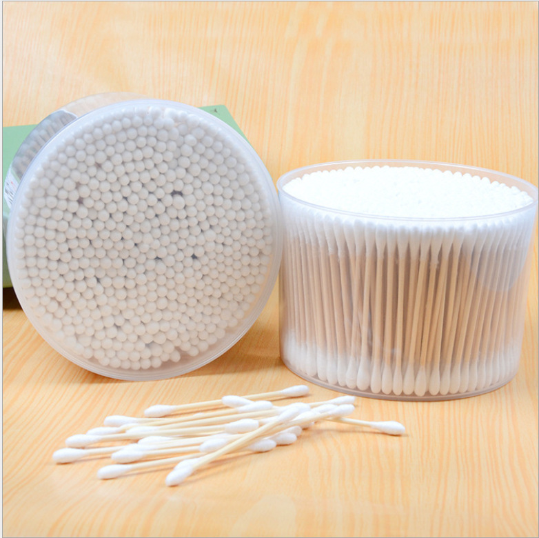 500 PCs Boxed Double Ended Cotton Wwabs Cotton Rod Household Female Cosmetic Cotton Swab Ear-Picking Wooden Stick Family Cleaning Cotton Swab