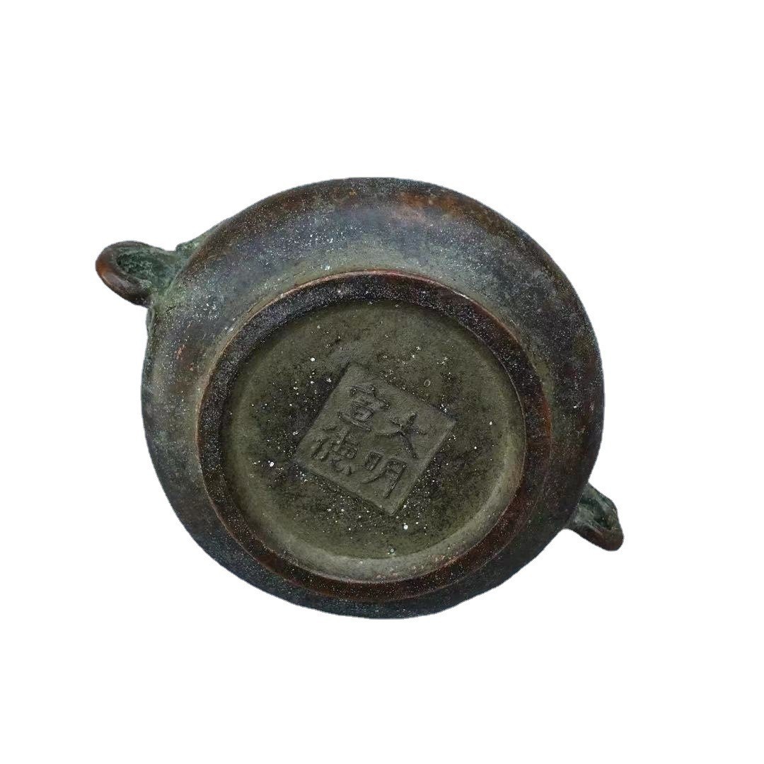 大明宣德炉铜香炉铜檀香炉铜炉铜鼎佛堂家居客厅摆件铜器古玩做旧