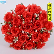 Simulation rose bouquet silk flowers 18 head rose wedding li