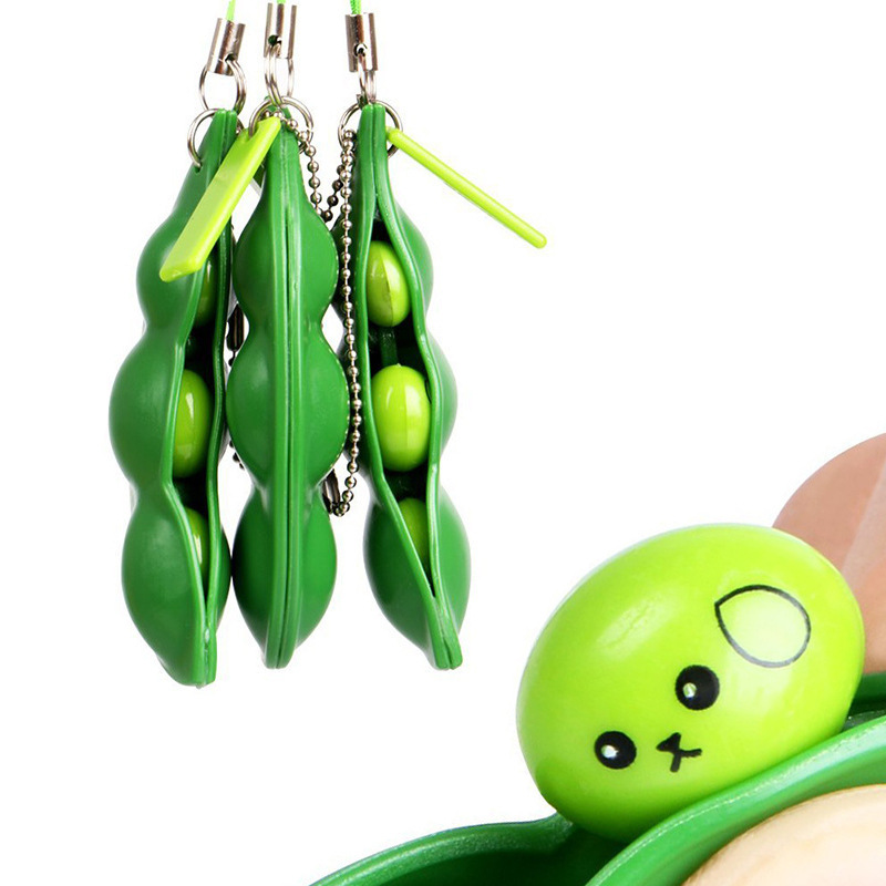 跨境挤压毛豆挤挤乐解压发泄毛豆 发泄玩具仿真豌豆钥匙扣