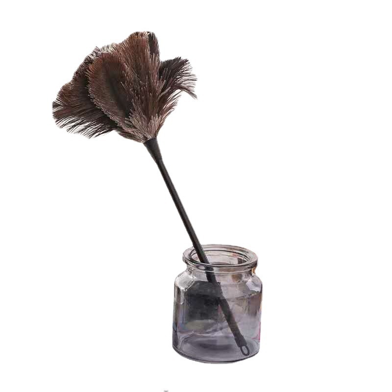 Dust Remove Brush Feather Duster Lint-Free Household Dust Removal Cleaning Electrostatic Sweep Gray Hair Brush Ostrich Hair Duster