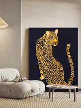 波普风金钱豹客厅装饰画抽象动物卧室壁画小众艺术猎豹子玄关挂画
