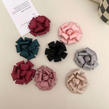 新款缎面布艺手工花朵双层缎面高档胸花diy 饰品鞋帽配件服装辅料