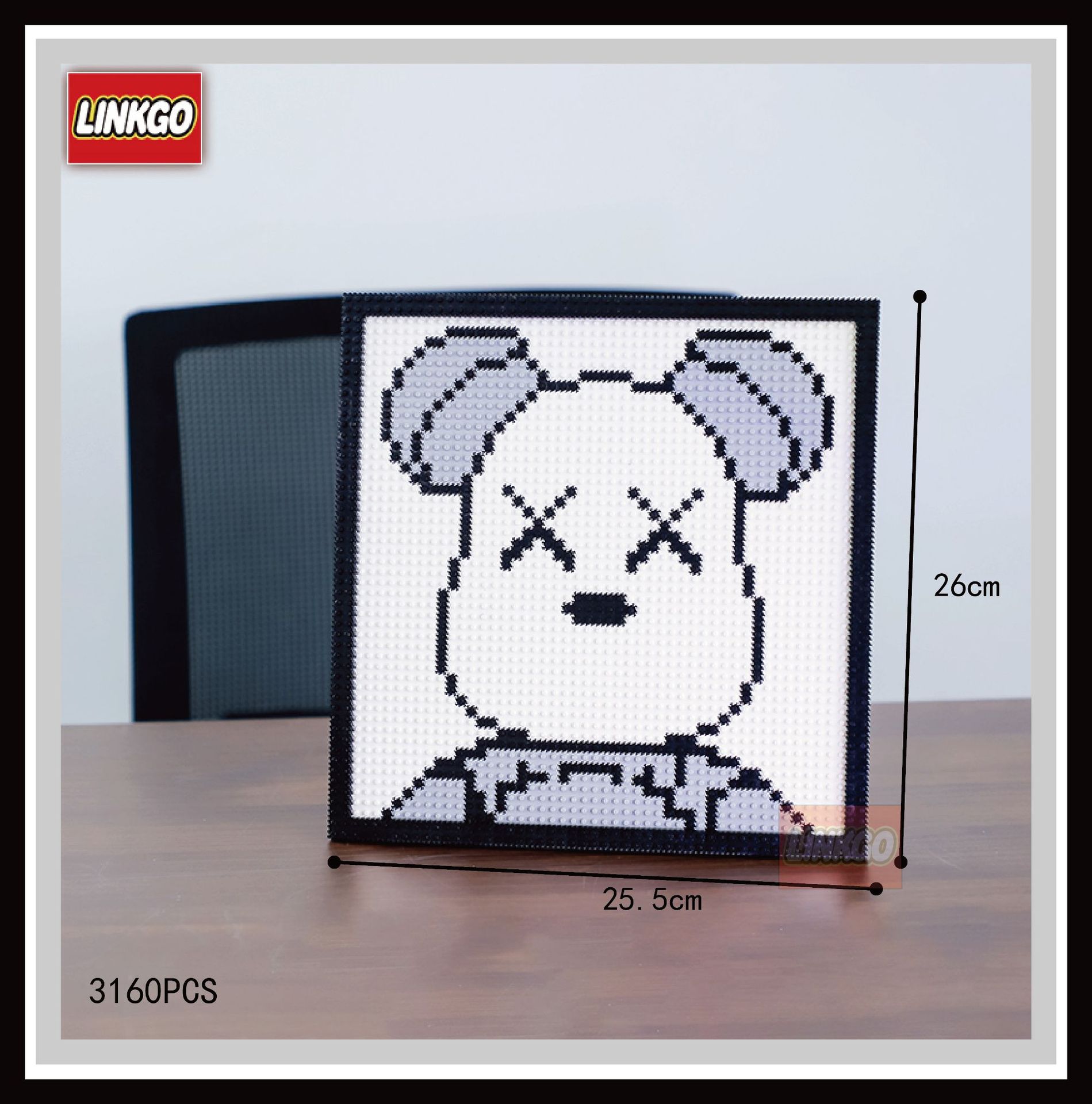 联高62001马赛克像素画kaws卡通爱心平面拼图积木玩具diy摆件跨境