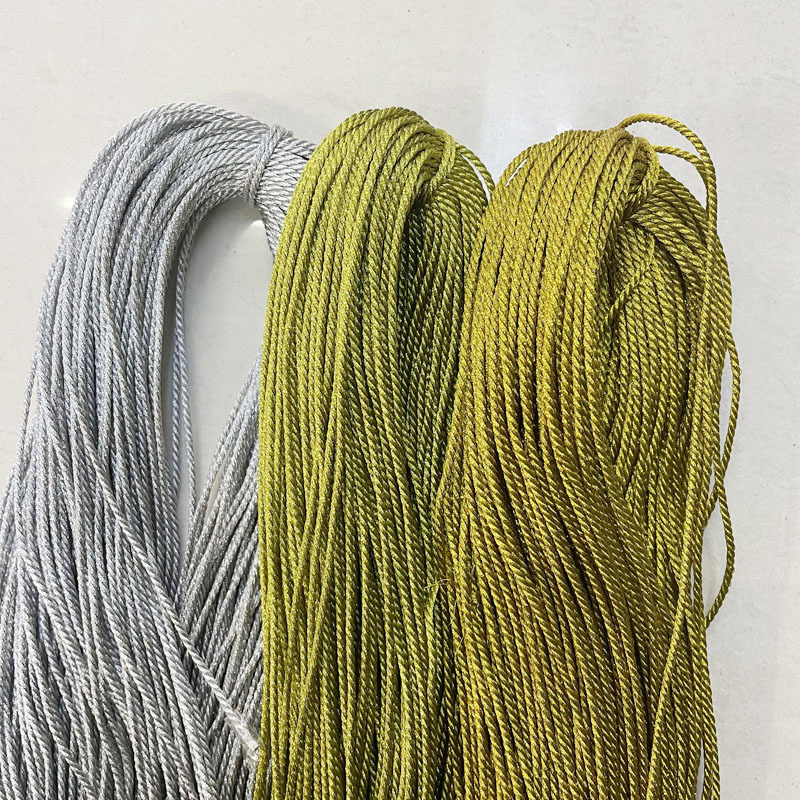 5mm金丝银丝三股绳全金丝编织扭绳饰品挂绳装饰绳商标吊牌绳子