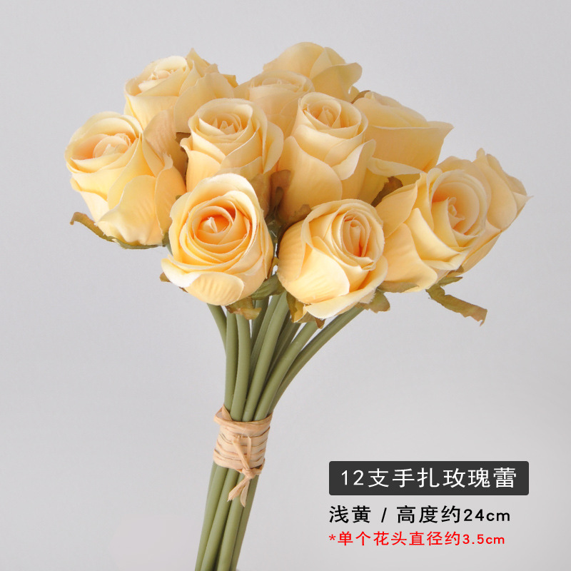 artificial flower artificial plant Hand-Held Rose Bouquet Artificial Flower Home Decoration Photography Props Road Lead Wedding Hand-Held Artificial Rose Fake Flower