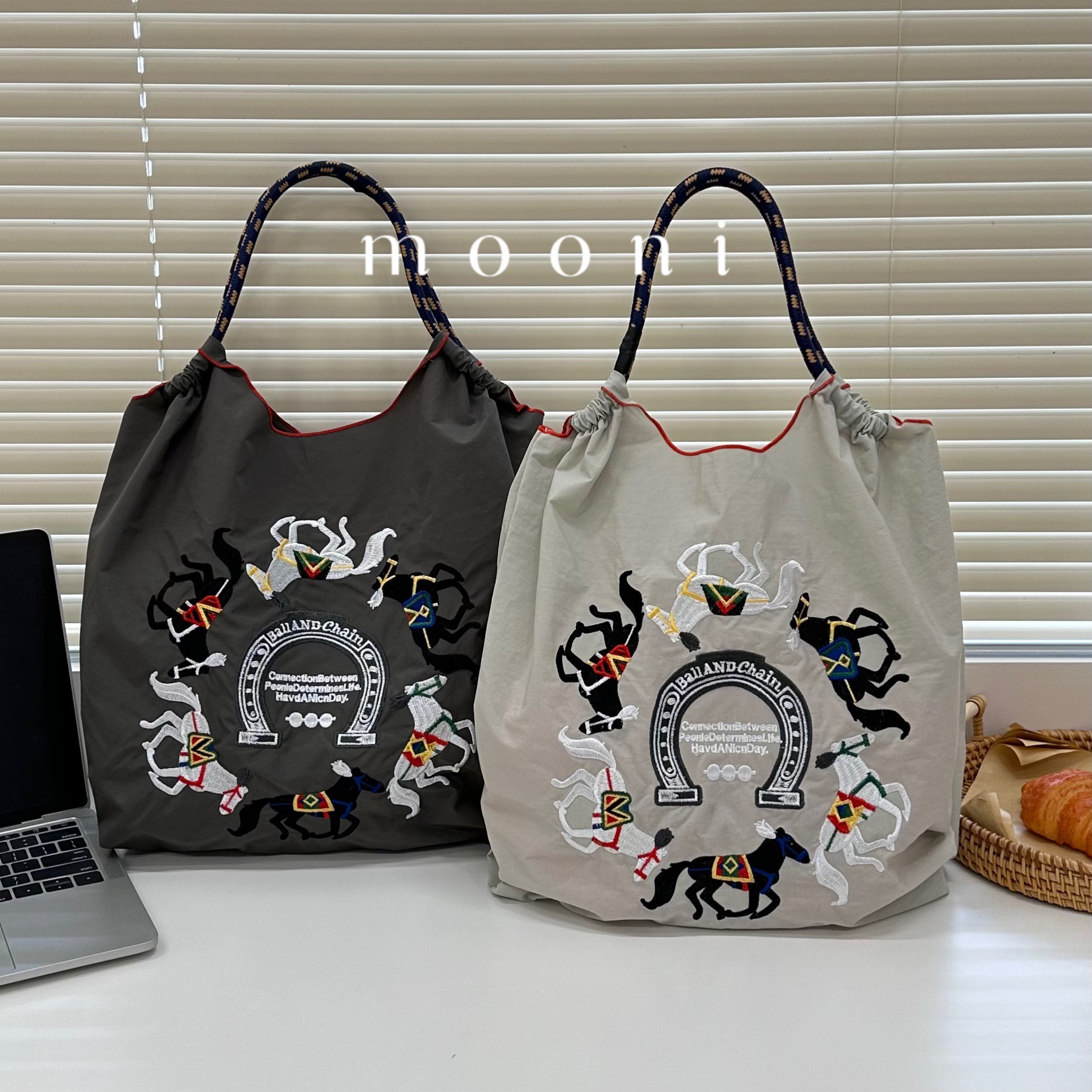 internet celebrity same style summer japanese ball chain embroidered shopping bag female fashion small large capacity shoulder bag fashion